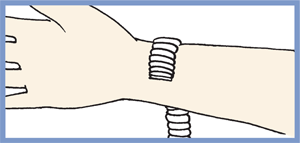 1. Drape the bracelet on the wrist so the clasp is facing you.